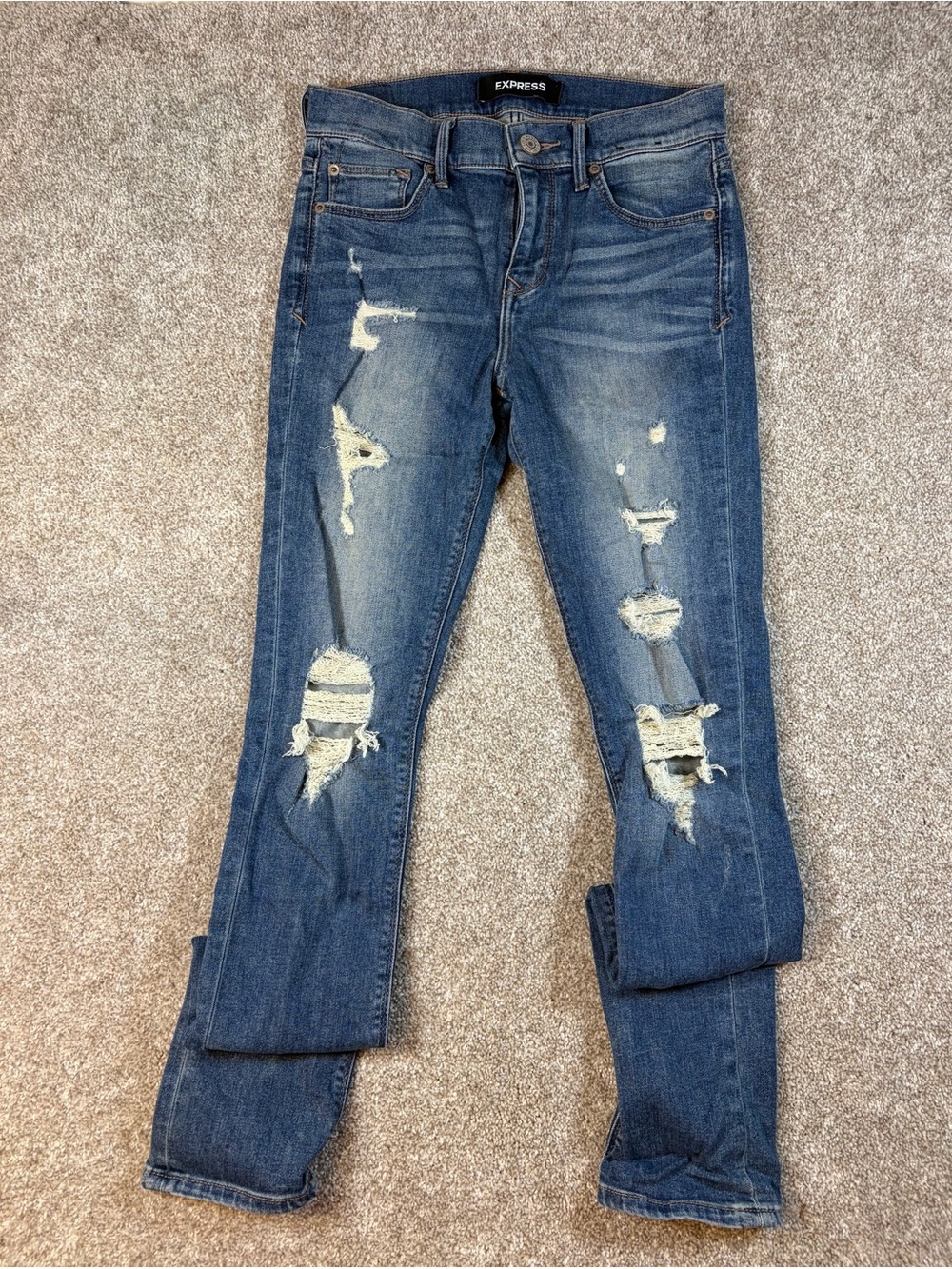 Express Women's Ripped Skinny Jeans - Blue